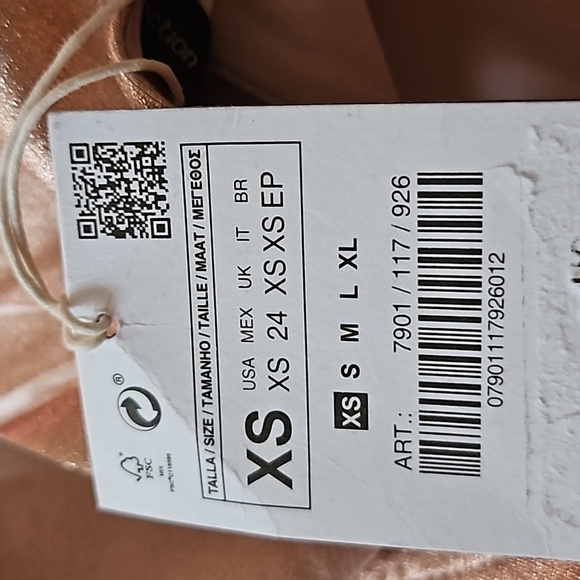 NWT Zara Metallic Rose Gold Mini Foux Leather Dress - Picture 10 of 11